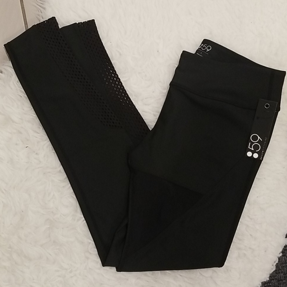 💕SPLlTS59💕 Black Mesh Leggings Large L NWT Yoga